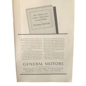 Vintage 1929 General Motors GM Family Partners Ad Advertisement